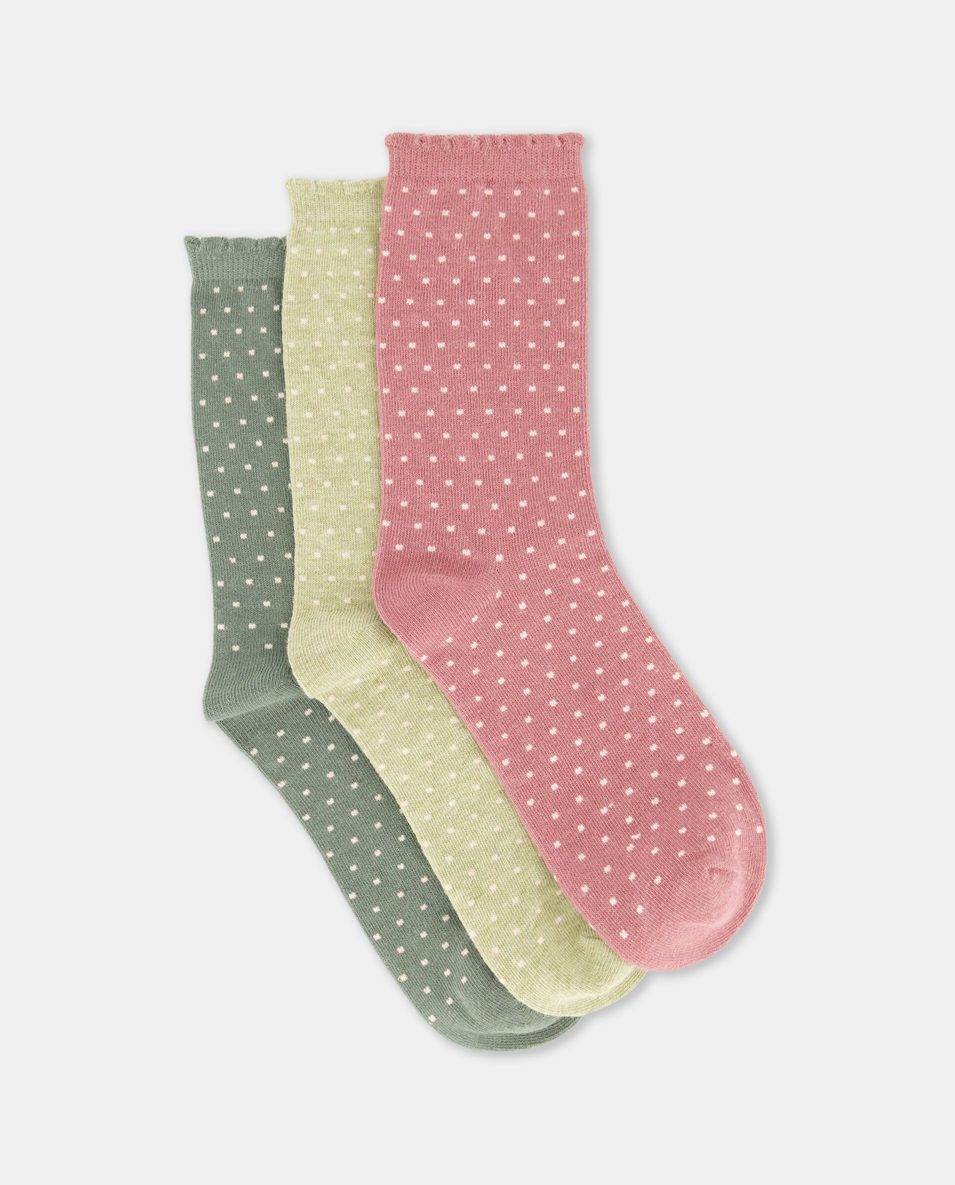 Pack 3 calcetines mujer lunares Verde-1