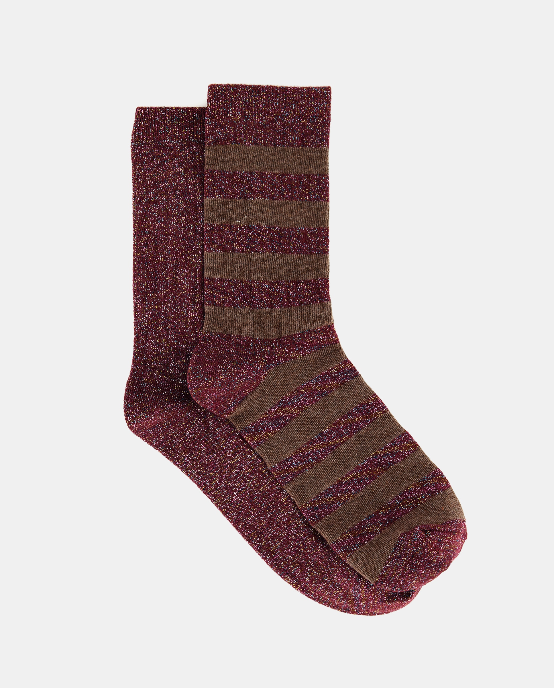 Pack 2 calcetines mujer con lurex Burdeos-1