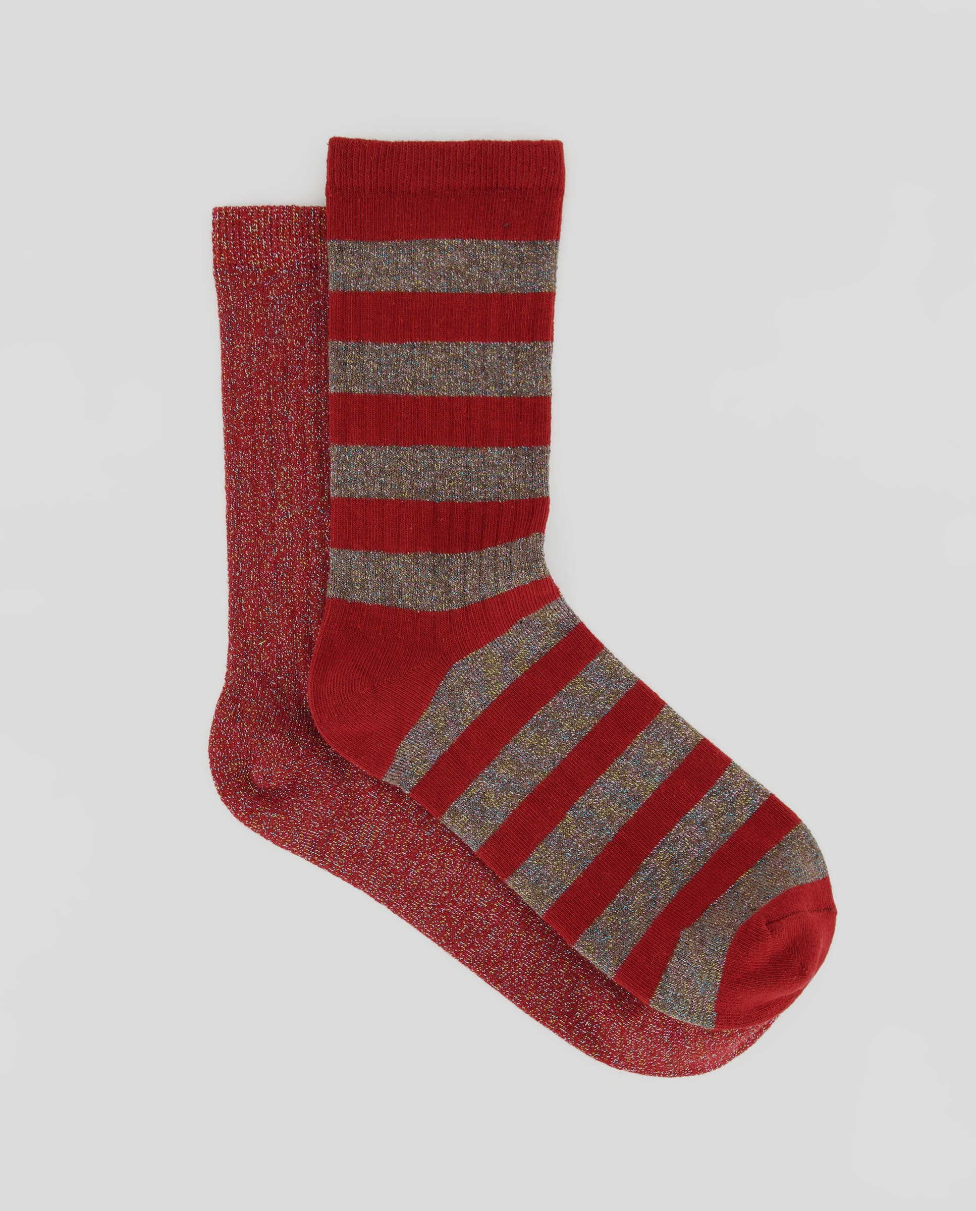 Pack 2 calcetines mujer con lurex Burdeos-1