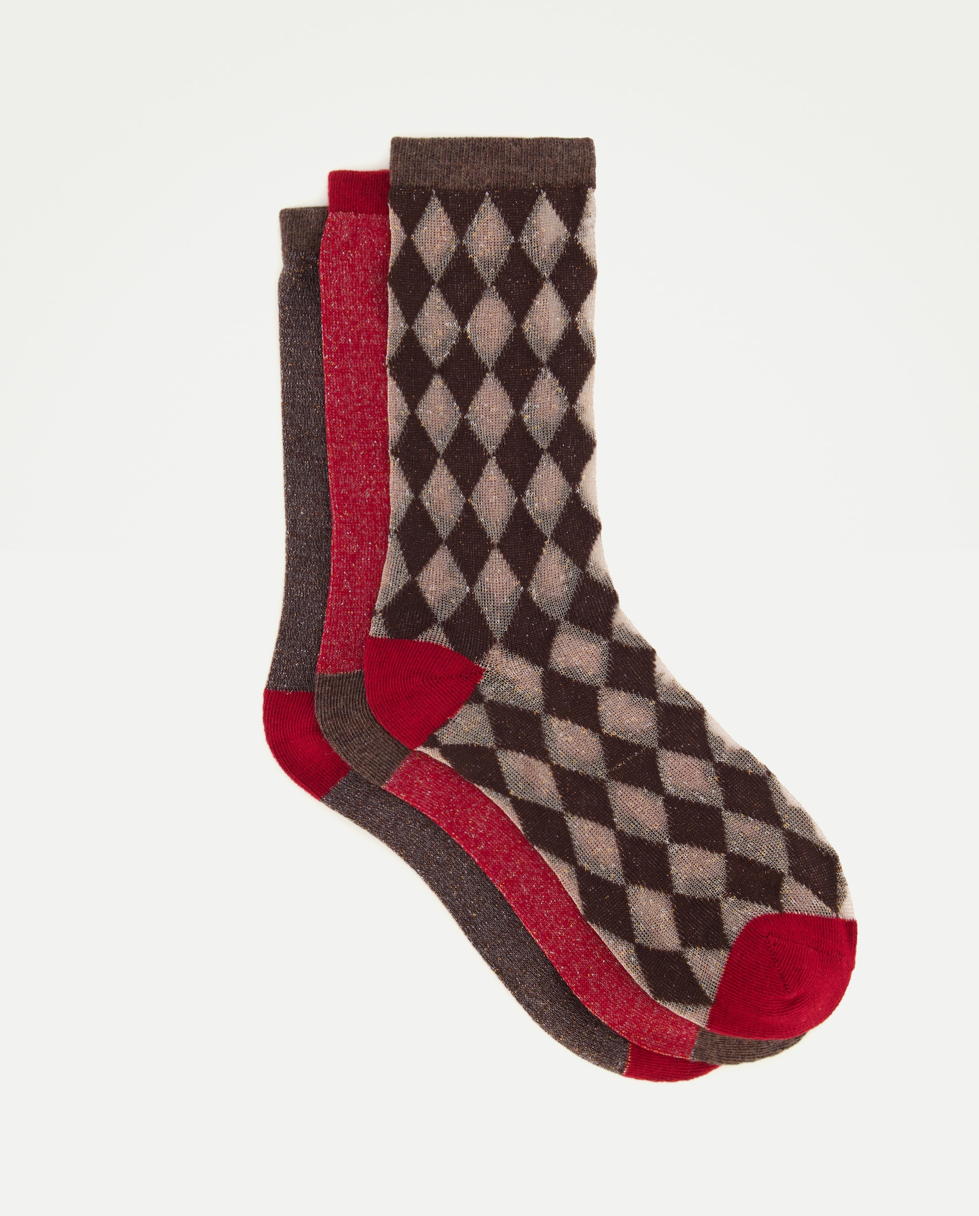 Imagen 0 de Pack 3 calcetines de mujer estampados con hilo metalizado