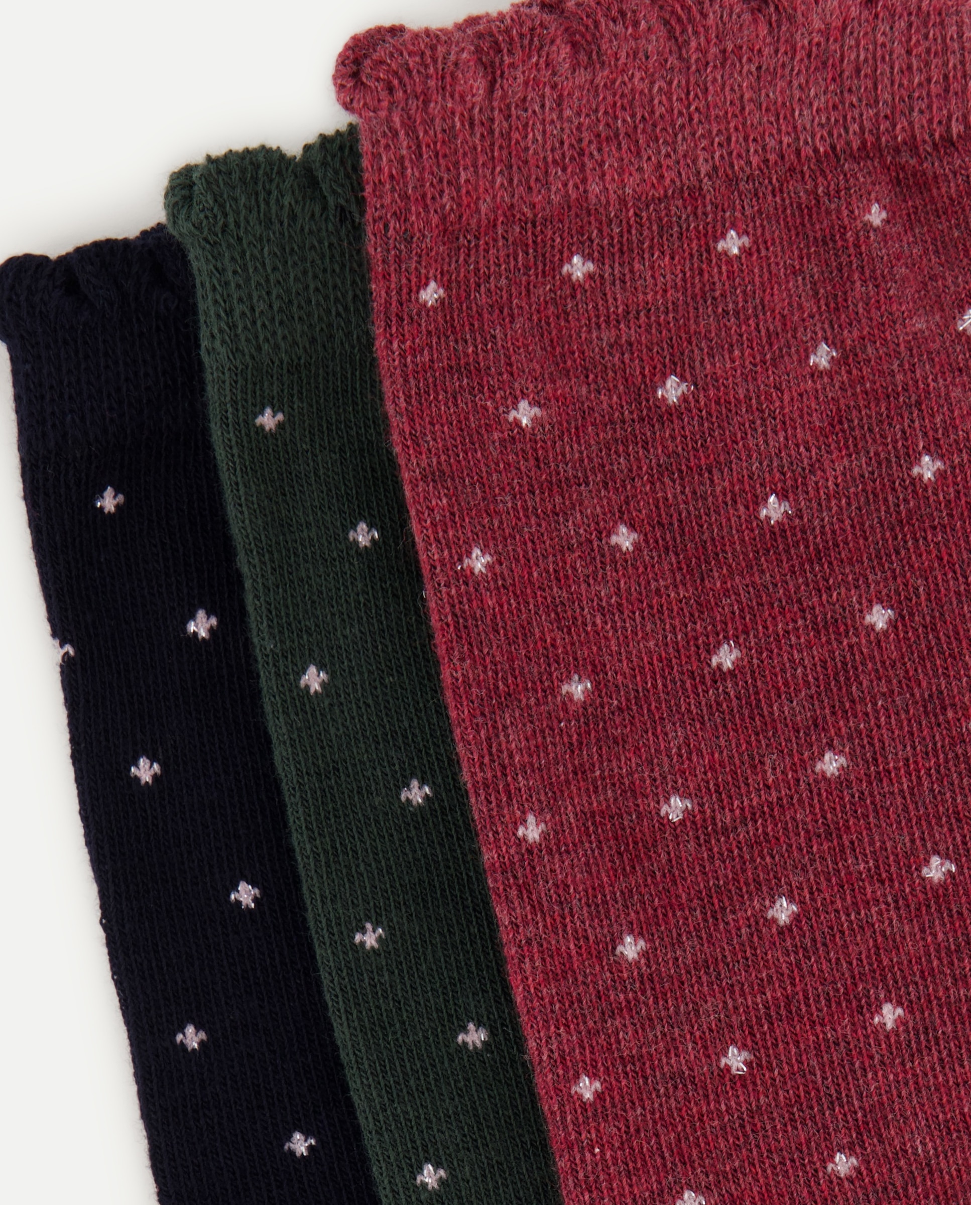 Pack 3 calcetines de mujer estampados con hilo metalizado Verde-2