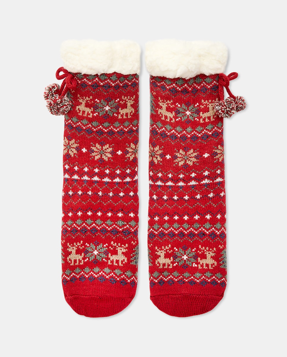 Calcetín de mujer antideslizante 600 Rojo-1