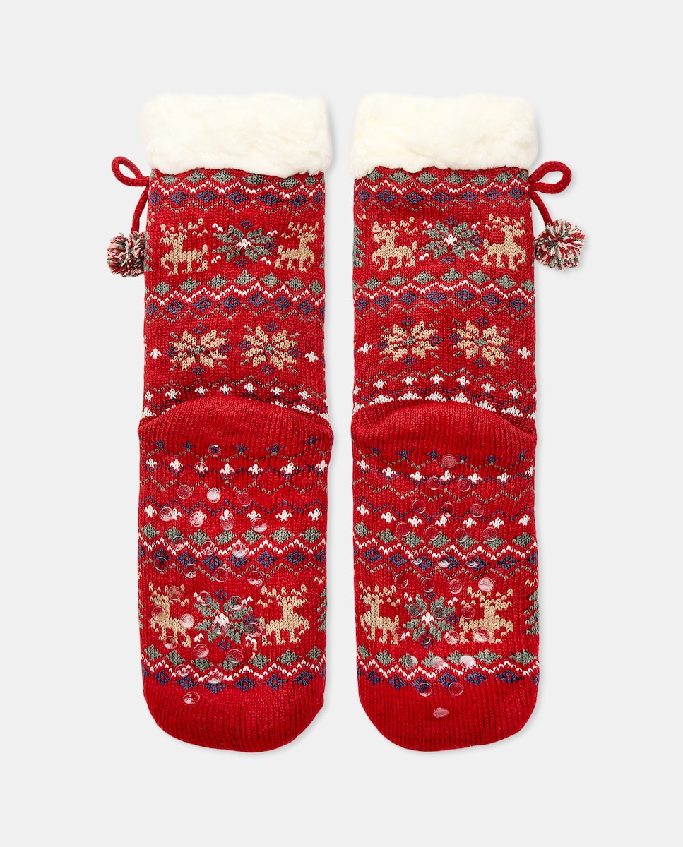 Calcetín de mujer antideslizante 600 Rojo-2