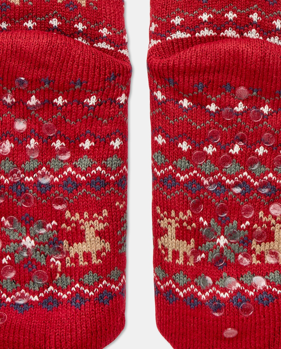 Calcetín de mujer antideslizante 600 Rojo-3