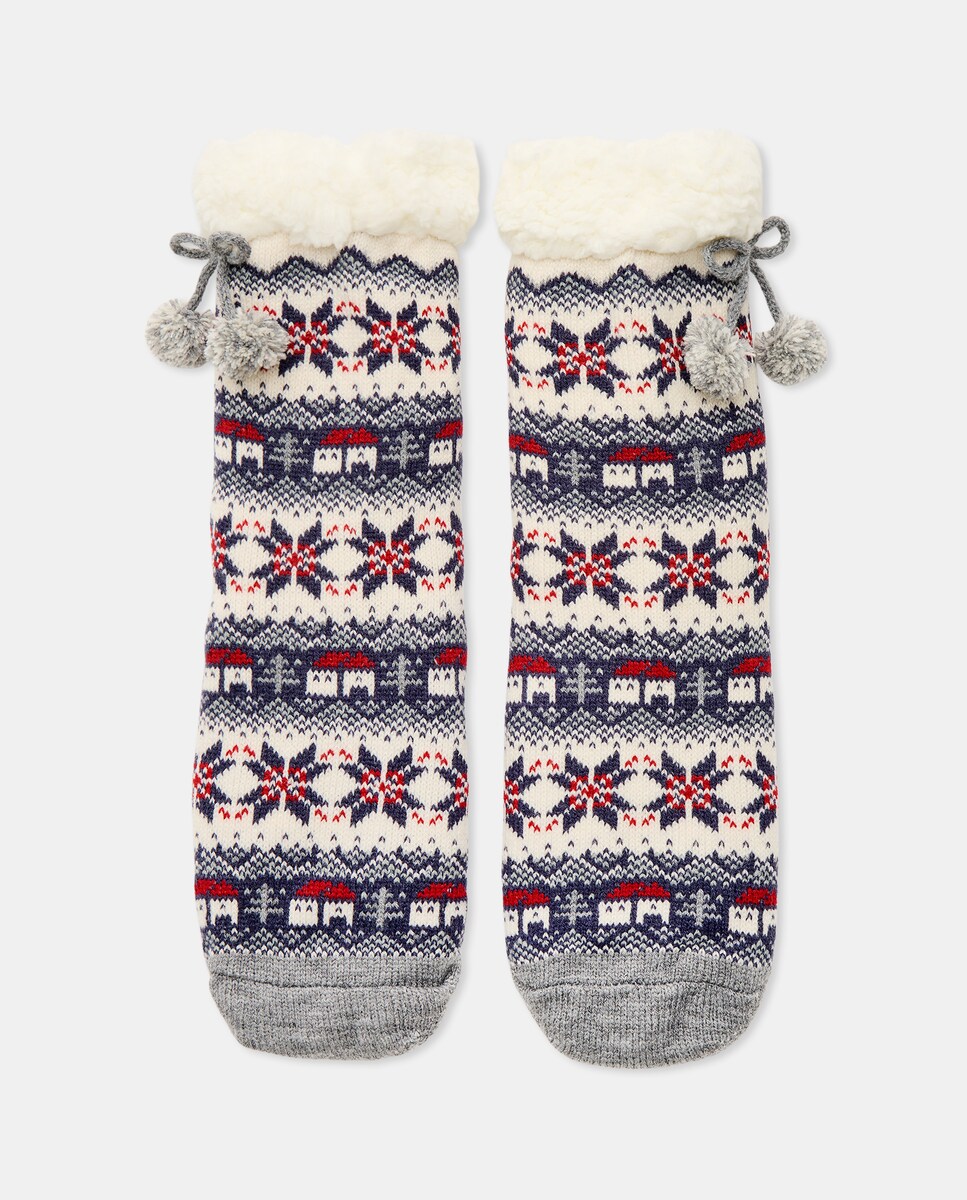 Calcetín de mujer antideslizante Gris claro-1