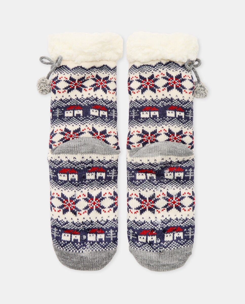 Calcetín de mujer antideslizante Gris claro-2