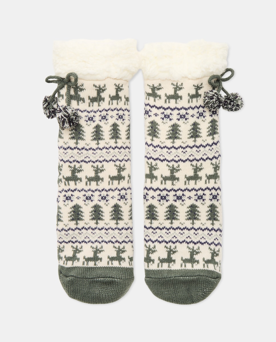 Calcetín de mujer antideslizante Verde-1