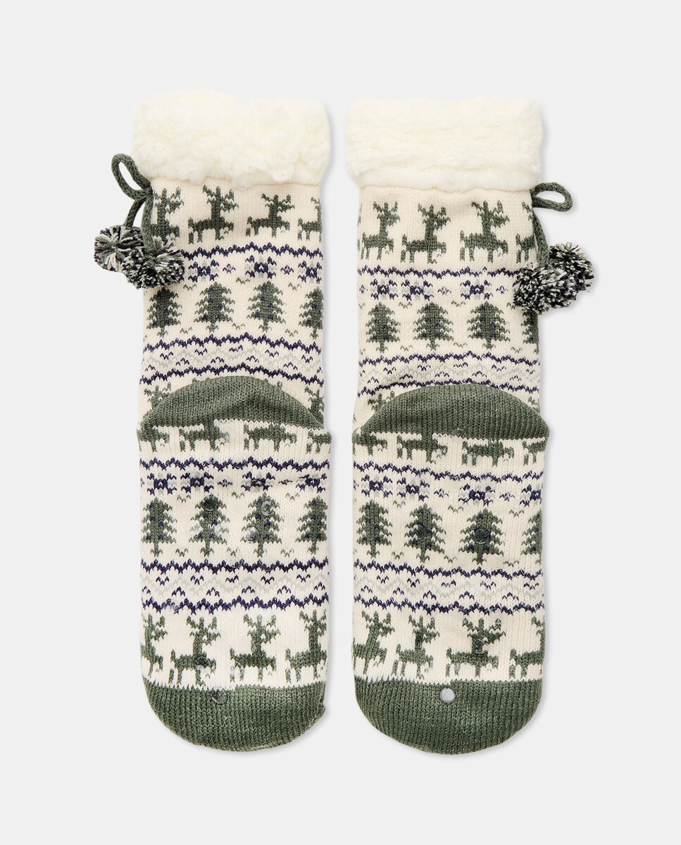 Calcetín de mujer antideslizante Verde-2