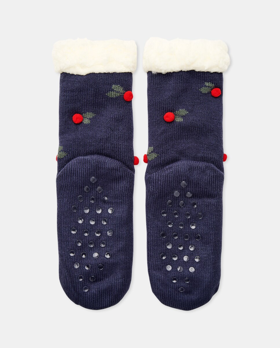 Calcetín de mujer antideslizante Azul marino-2