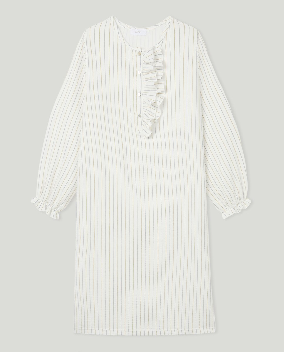 Camison Mujer Algodón Volantes Blanco-3