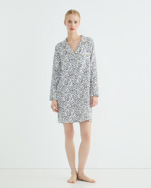 Imagen 0 de Camisola Mujer Algodón Solapa Botones