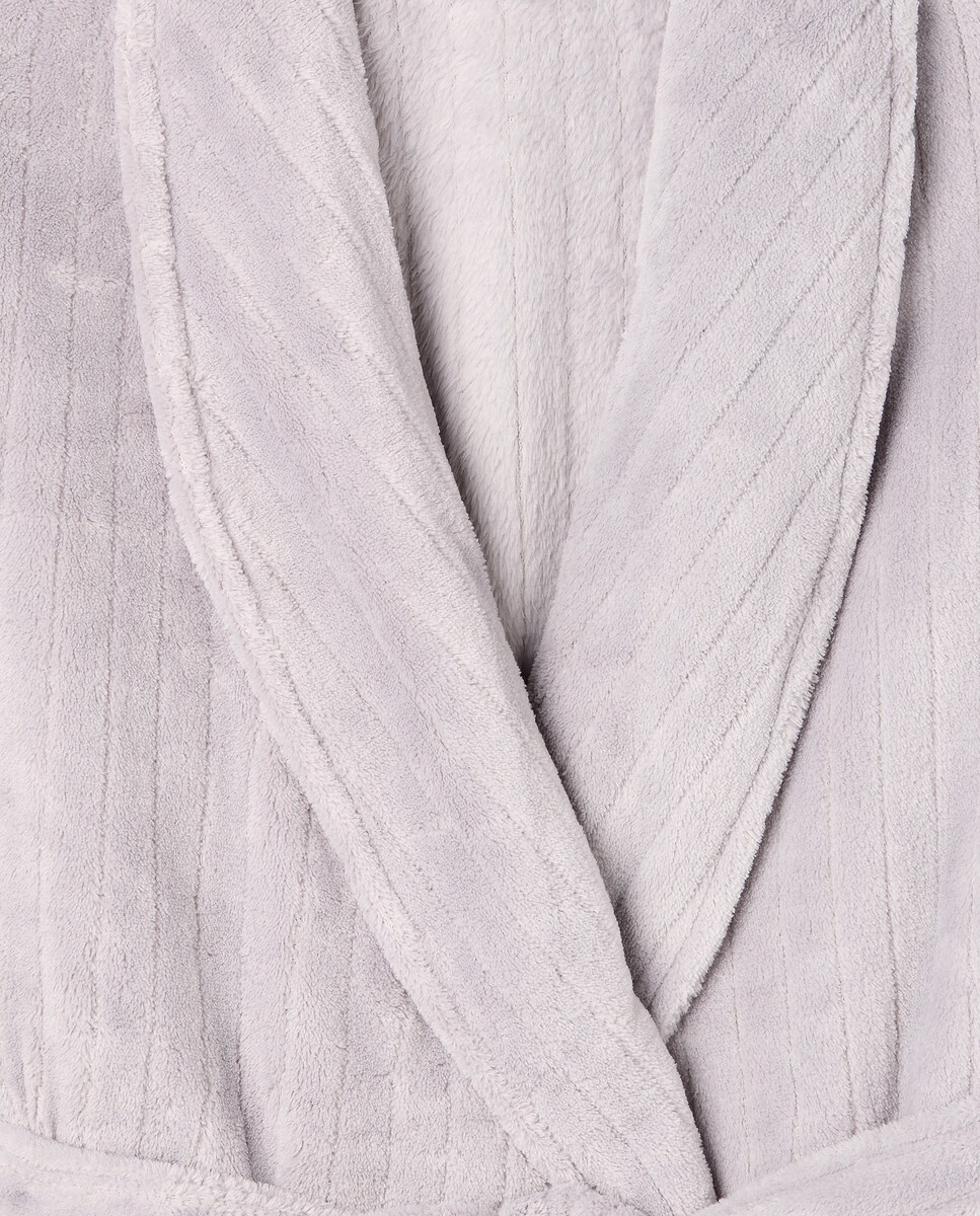 Bata Mujer Polar Textura Gris claro-4