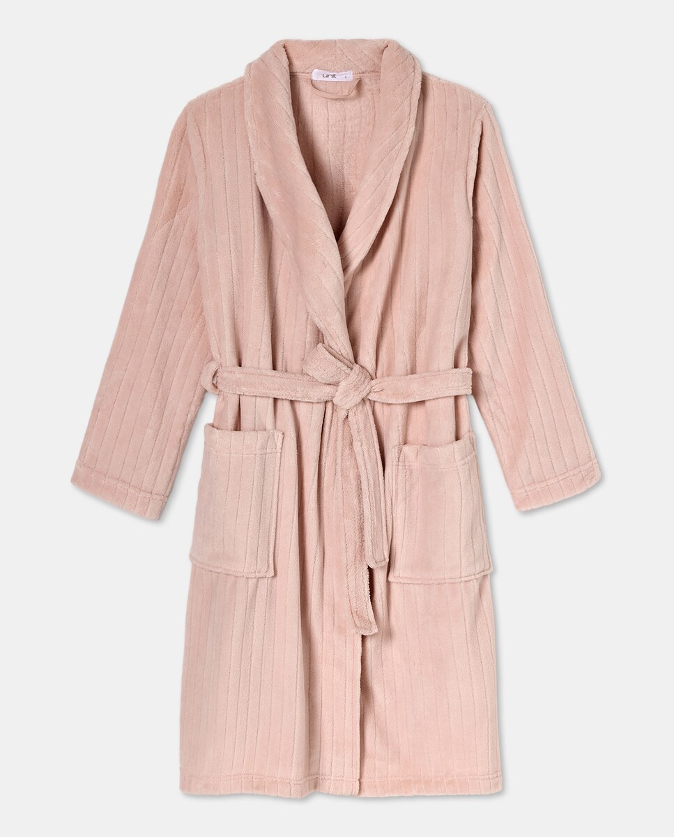 Bata Mujer Polar Textura Rosa claro-3