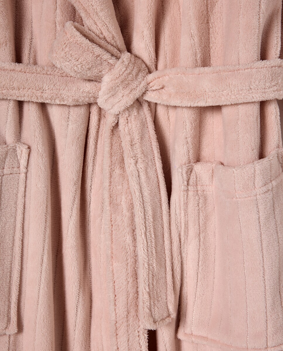 Bata Mujer Polar Textura Rosa claro-4