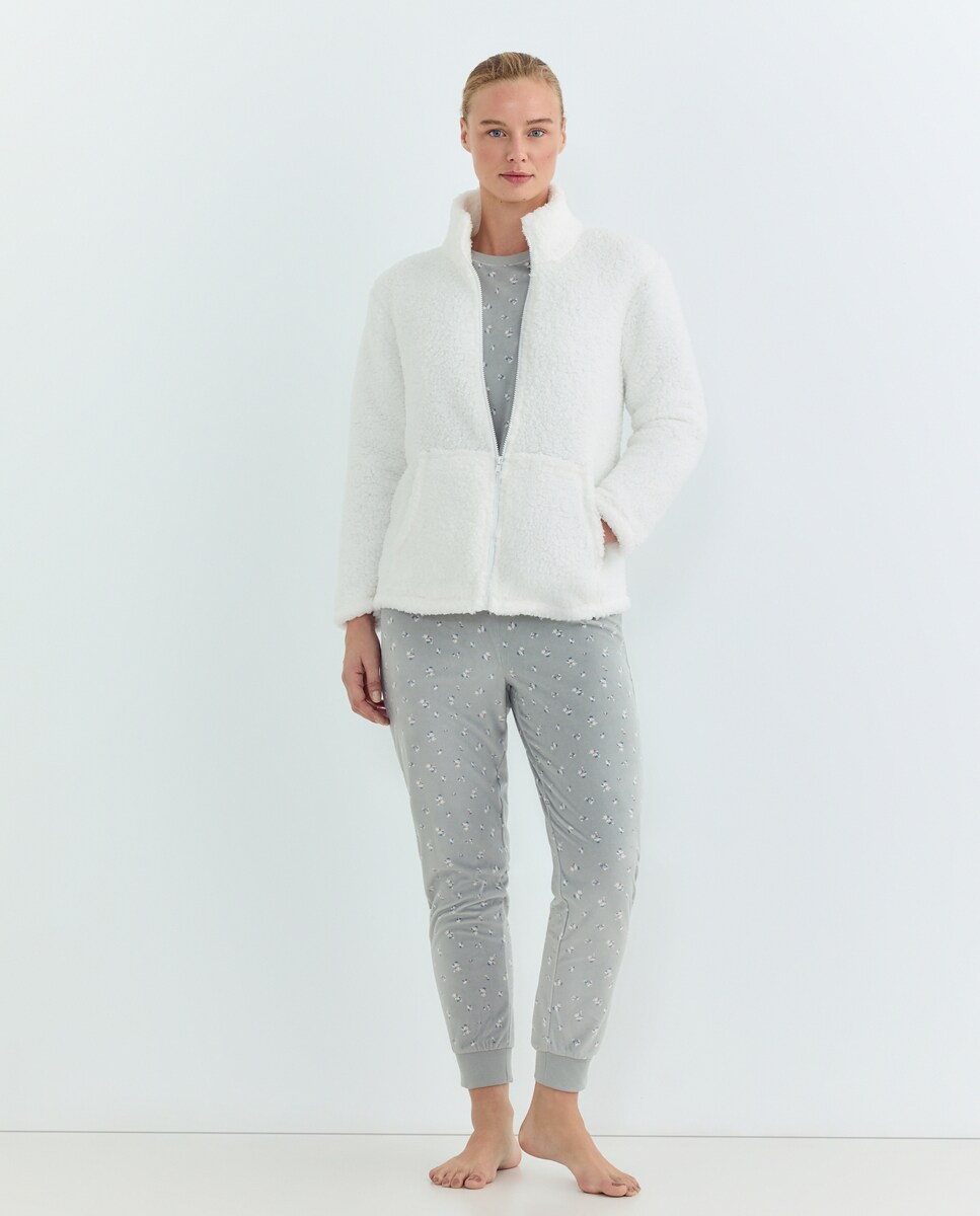 Chaqueta Mujer Borreguito Blanco roto-2