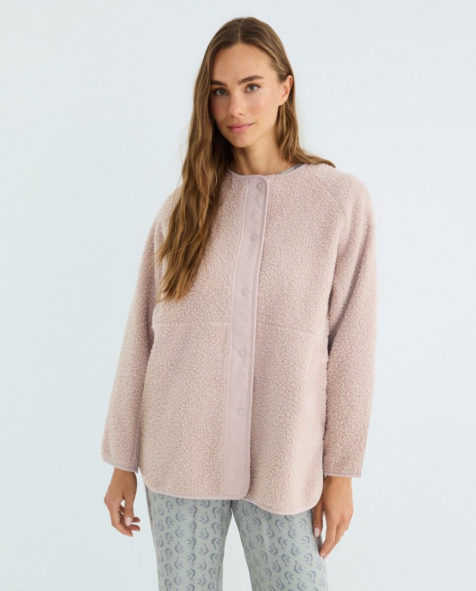 Chaqueta Borreguito Mujer Rosa claro-1