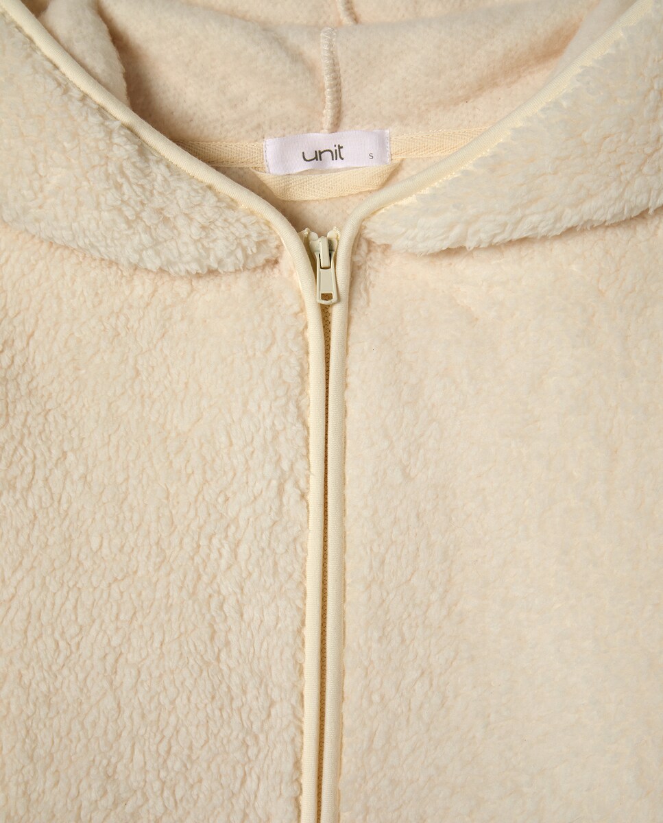 Bata Mujer Borrego Capucha Blanco roto-5