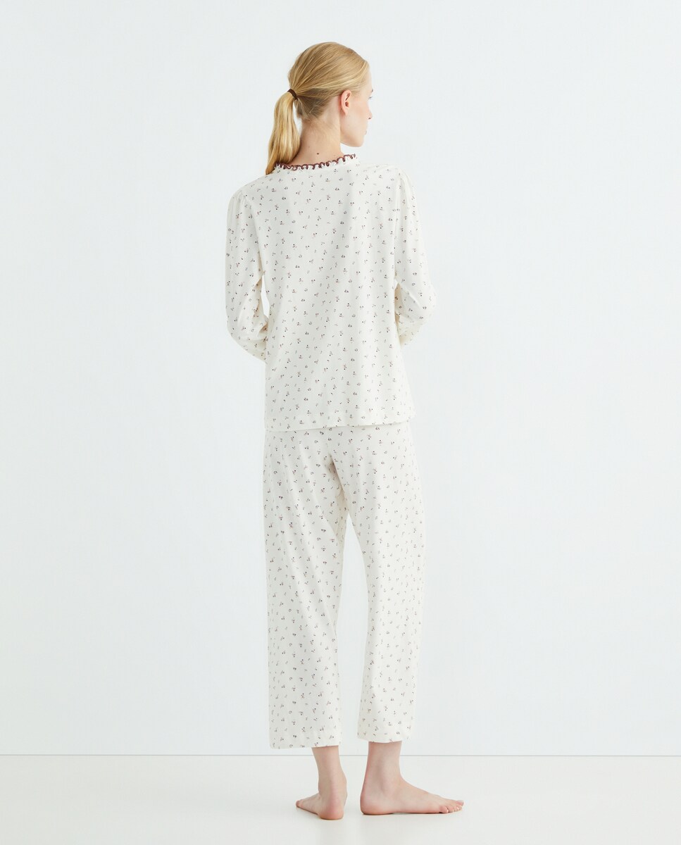 Pijama Mujer Algodón Estampado Blanco-2