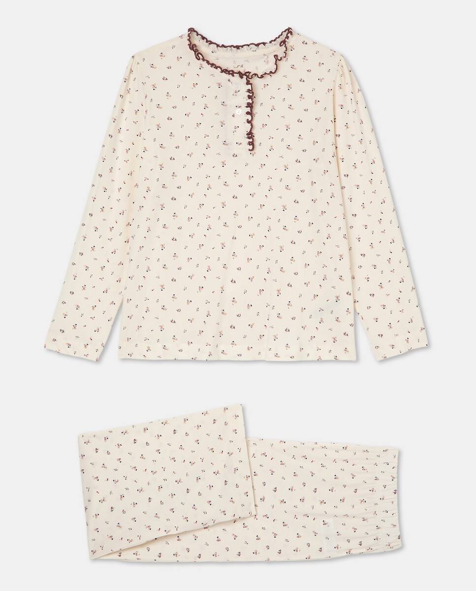 Pijama Mujer Algodón Estampado Blanco-3