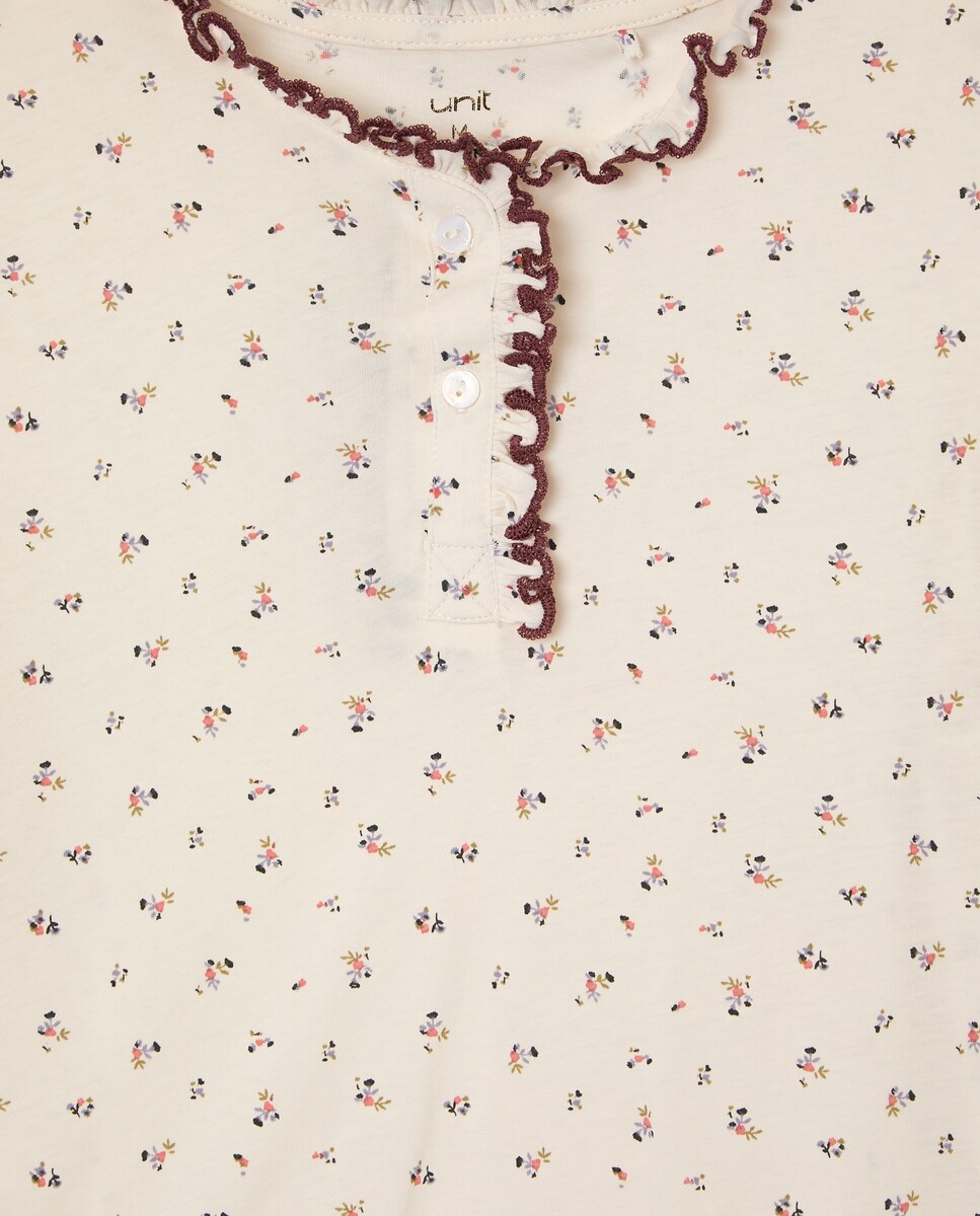 Pijama Mujer Algodón Estampado Blanco-4