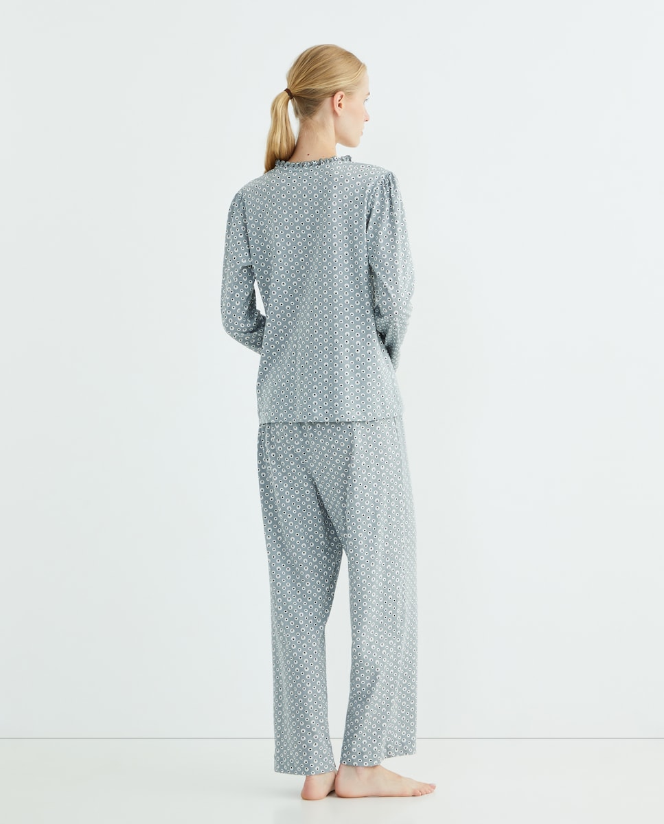 Pijama Mujer Algodón Estampado Azul-2