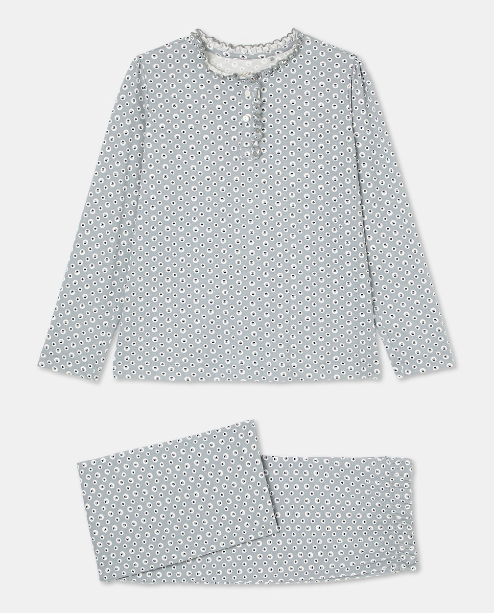 Pijama Mujer Algodón Estampado Azul-3