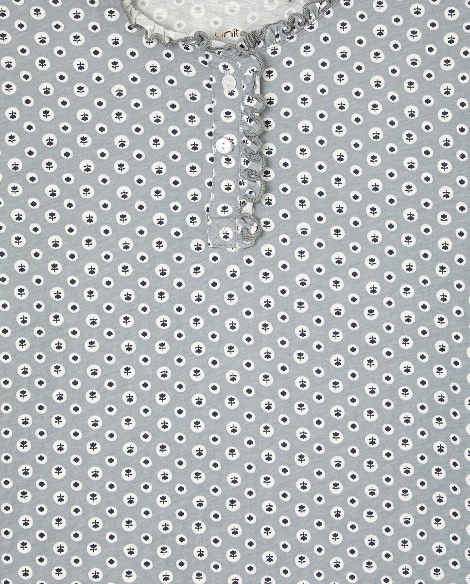 Pijama Mujer Algodón Estampado Azul-4