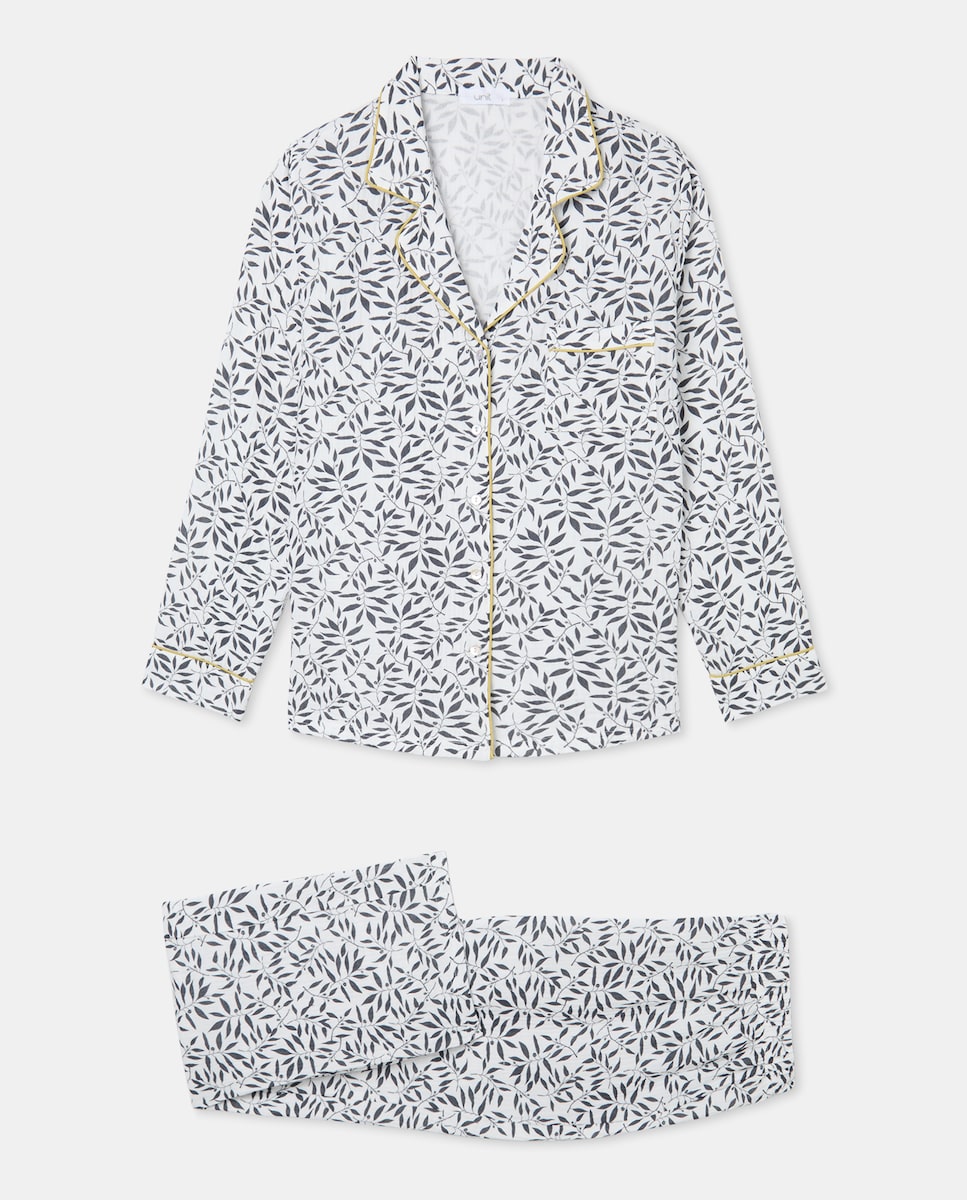 Pijama Mujer Dos Piezas Algodón Estampado Azul-3