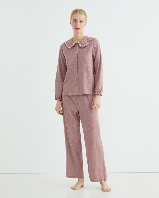 Imagen 0 de Pijama Mujer Algodón Volante Cuello