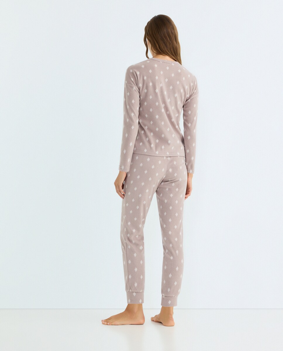 Pijama Mujer Micropolar Estampado Rosa-2