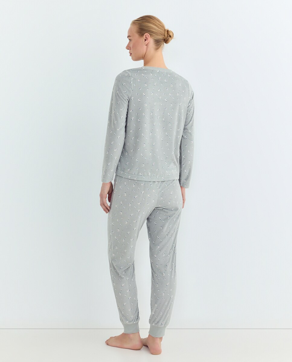 Pijama Mujer Microvelour Estampado Verde-2