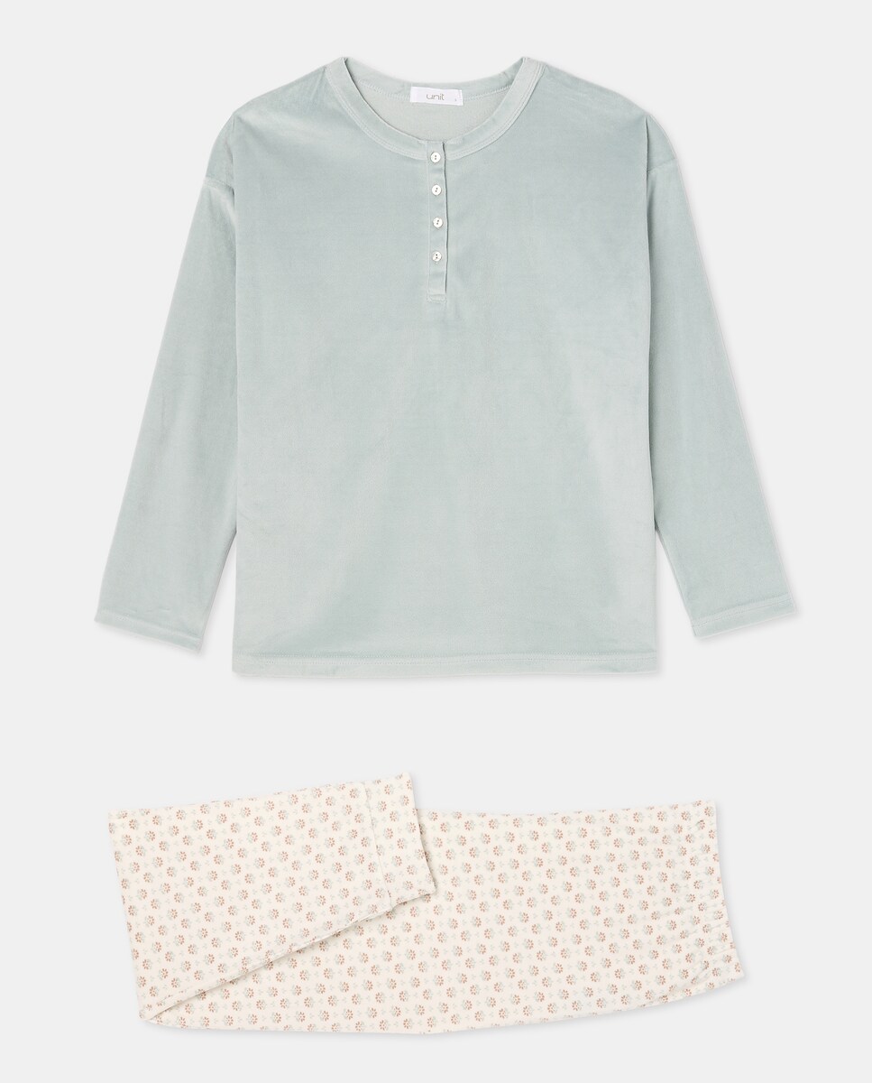 Pijama Mujer Polar Tacto Suave 582 Verde agua-3