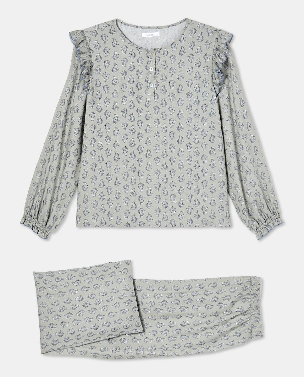 Pijama Mujer Dos Piezas Estampado Azul-3