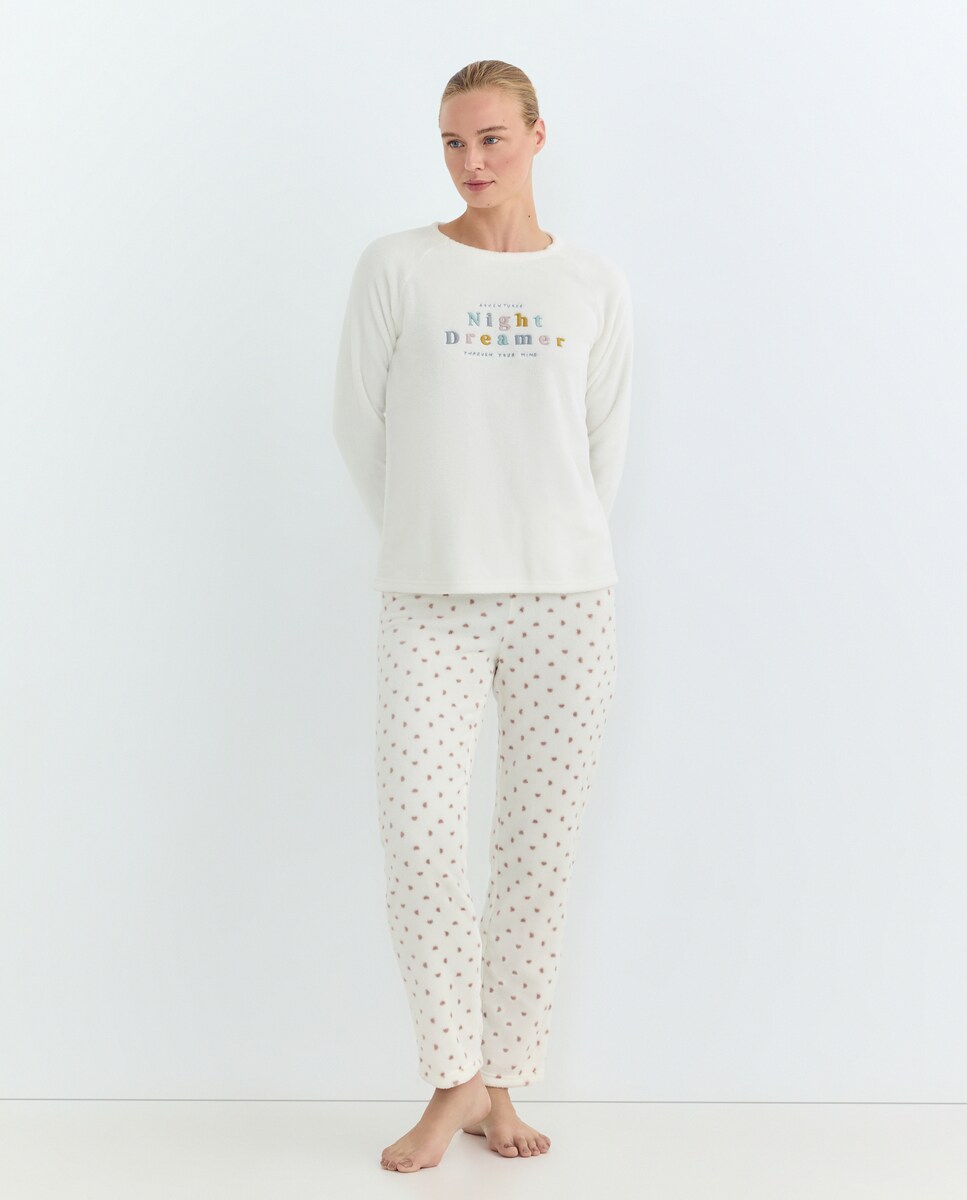 Pijama Mujer Polar Blanco roto-1