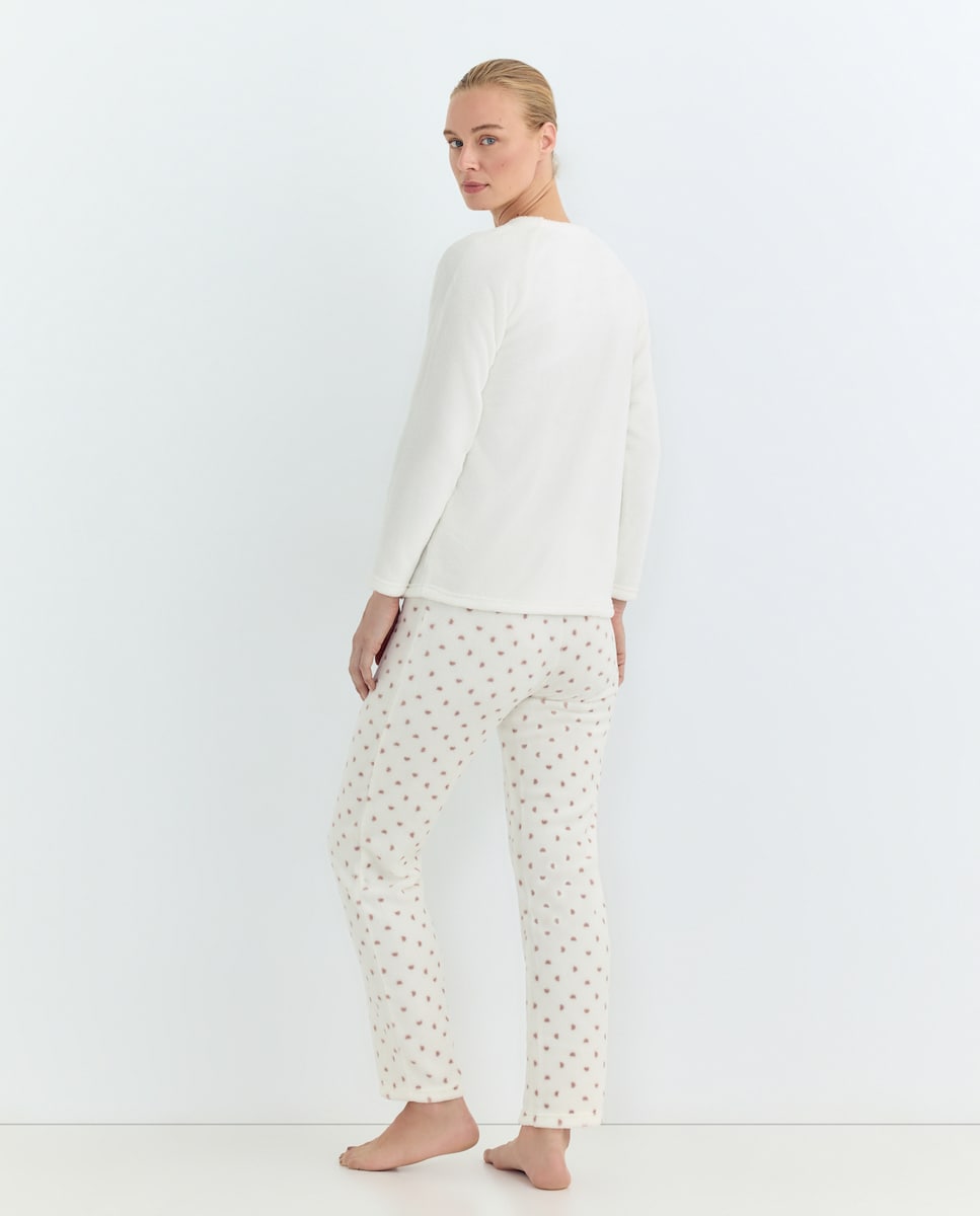 Pijama Mujer Polar Blanco roto-2