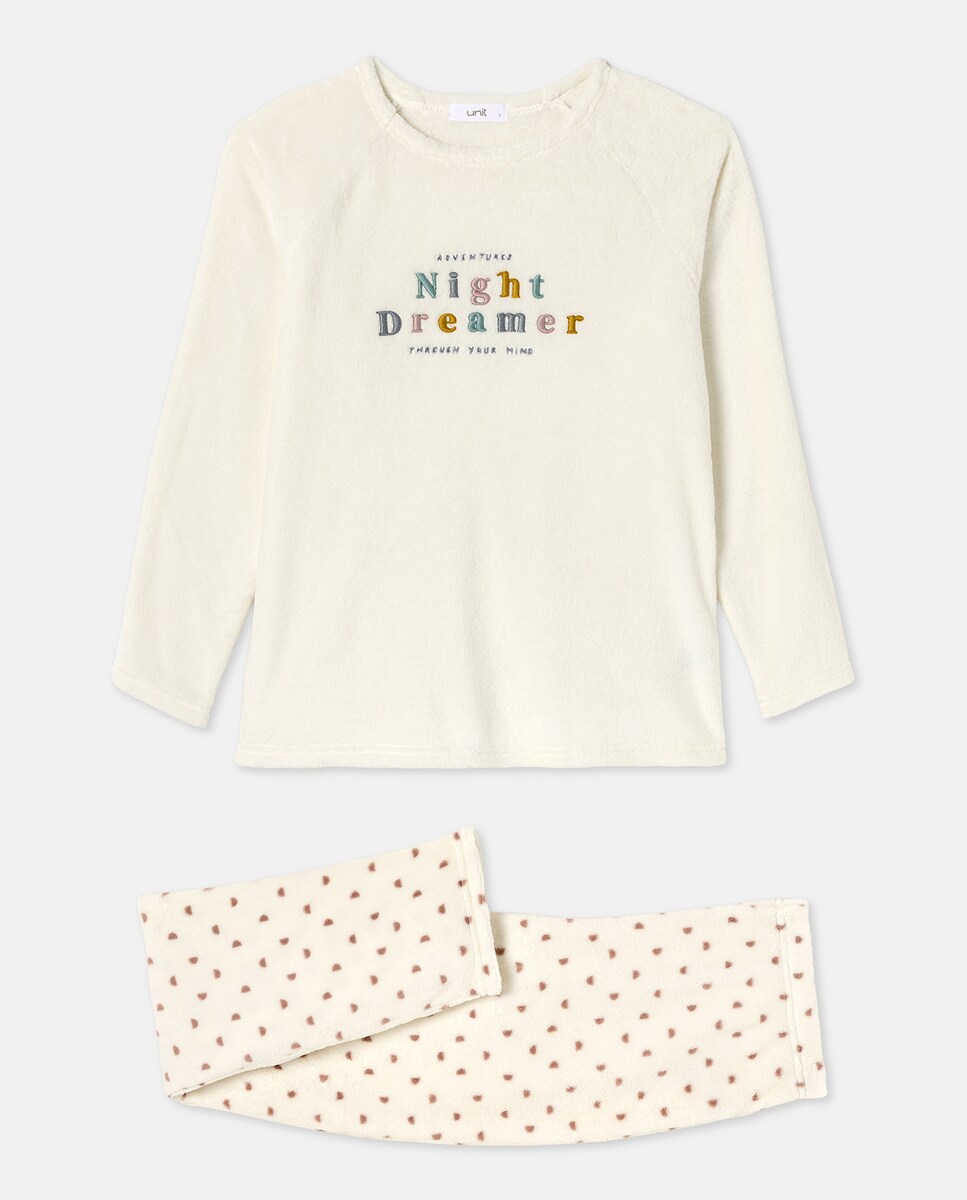 Pijama Mujer Polar Blanco roto-3