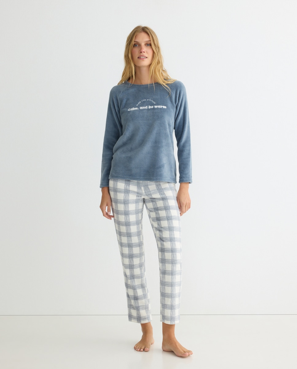 Pijama Mujer Polar Gris claro-2