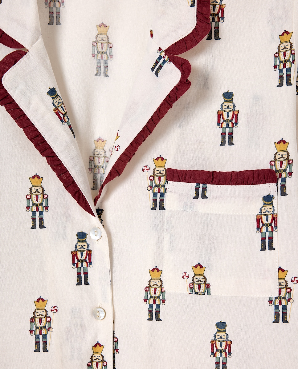 Pijama mujer franela dos piezas estampado Blanco roto-5