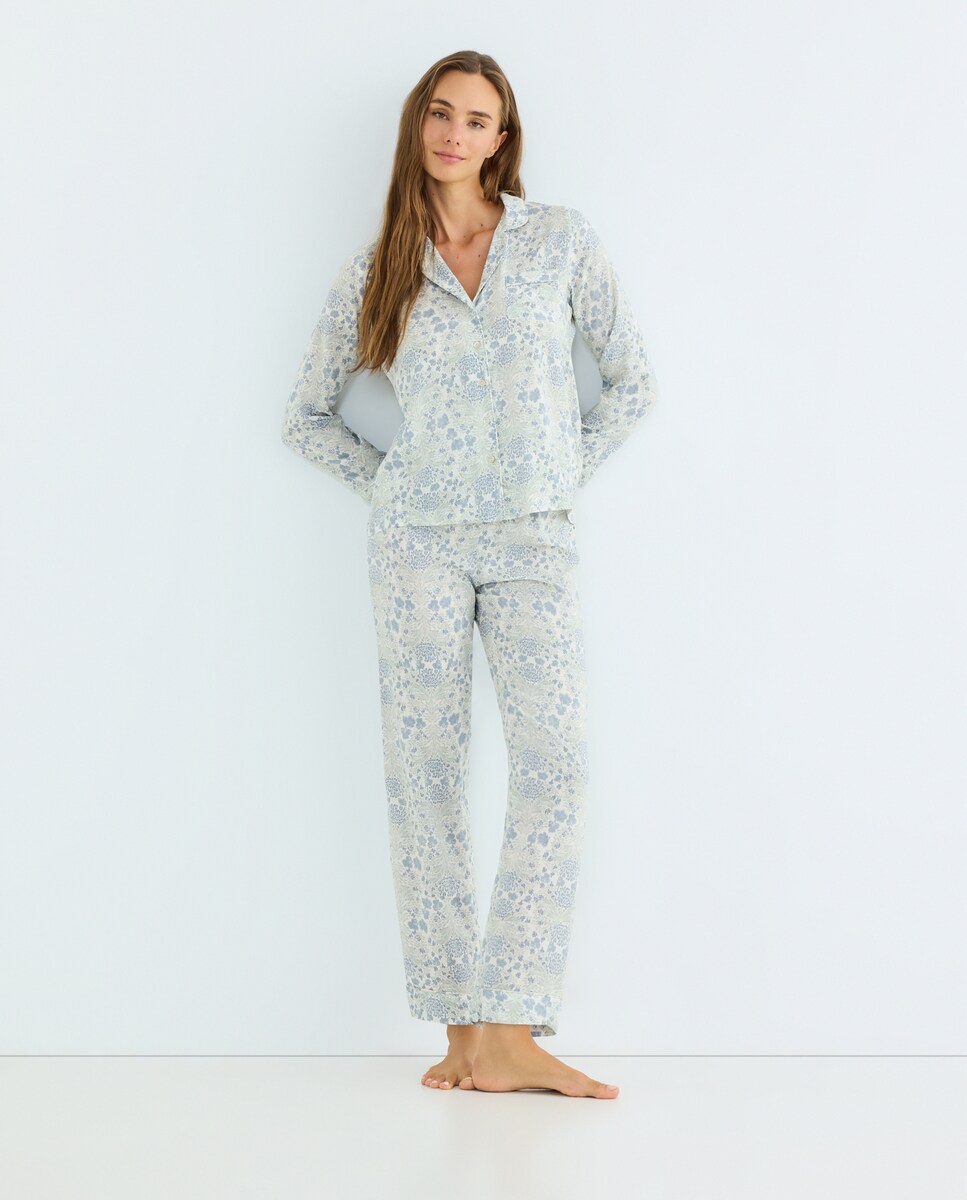 Pijama mujer dos piezas estampado Azul-1