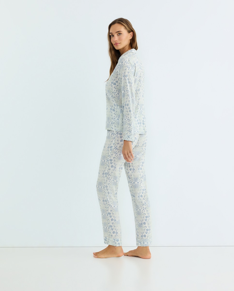 Pijama mujer dos piezas estampado Azul-2