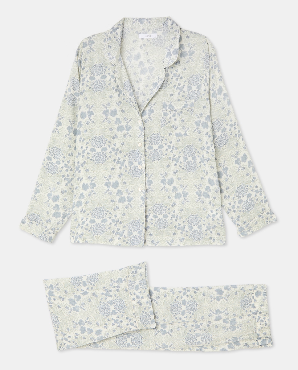 Pijama mujer dos piezas estampado Azul-3