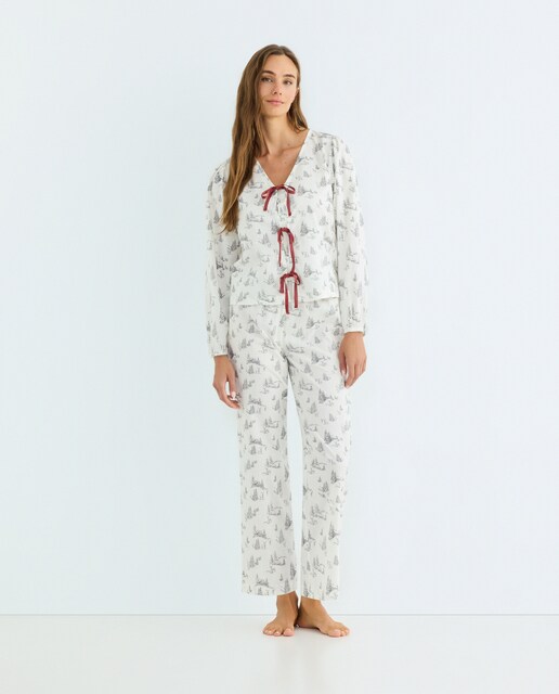 Imagen 0 de Pijama mujer franela lazos terciopelo
