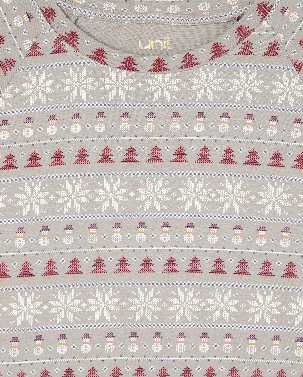 Pijama mujer algodón greca navideña Blanco-5