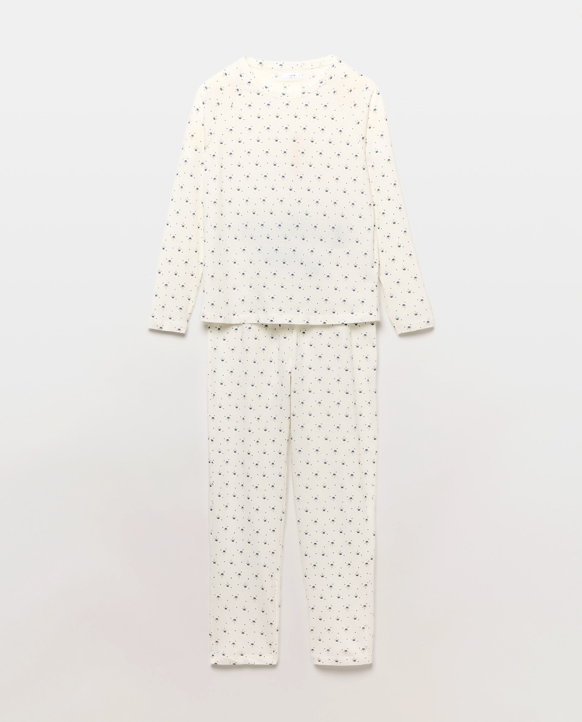 Pijama mujer algodón estampado Blanco roto-3