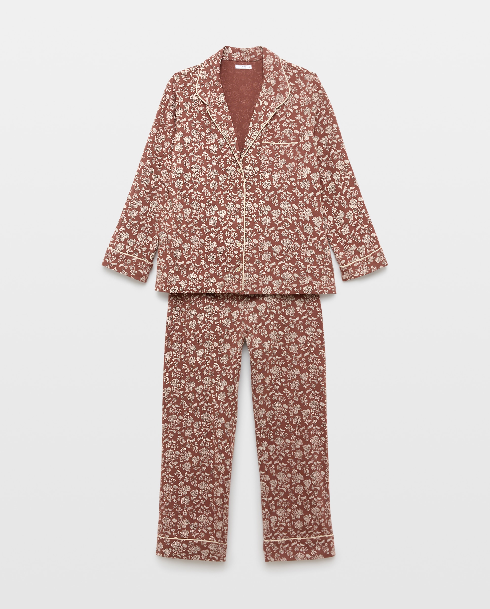 Pijama mujer algodón dos piezas estampado Burdeos-3