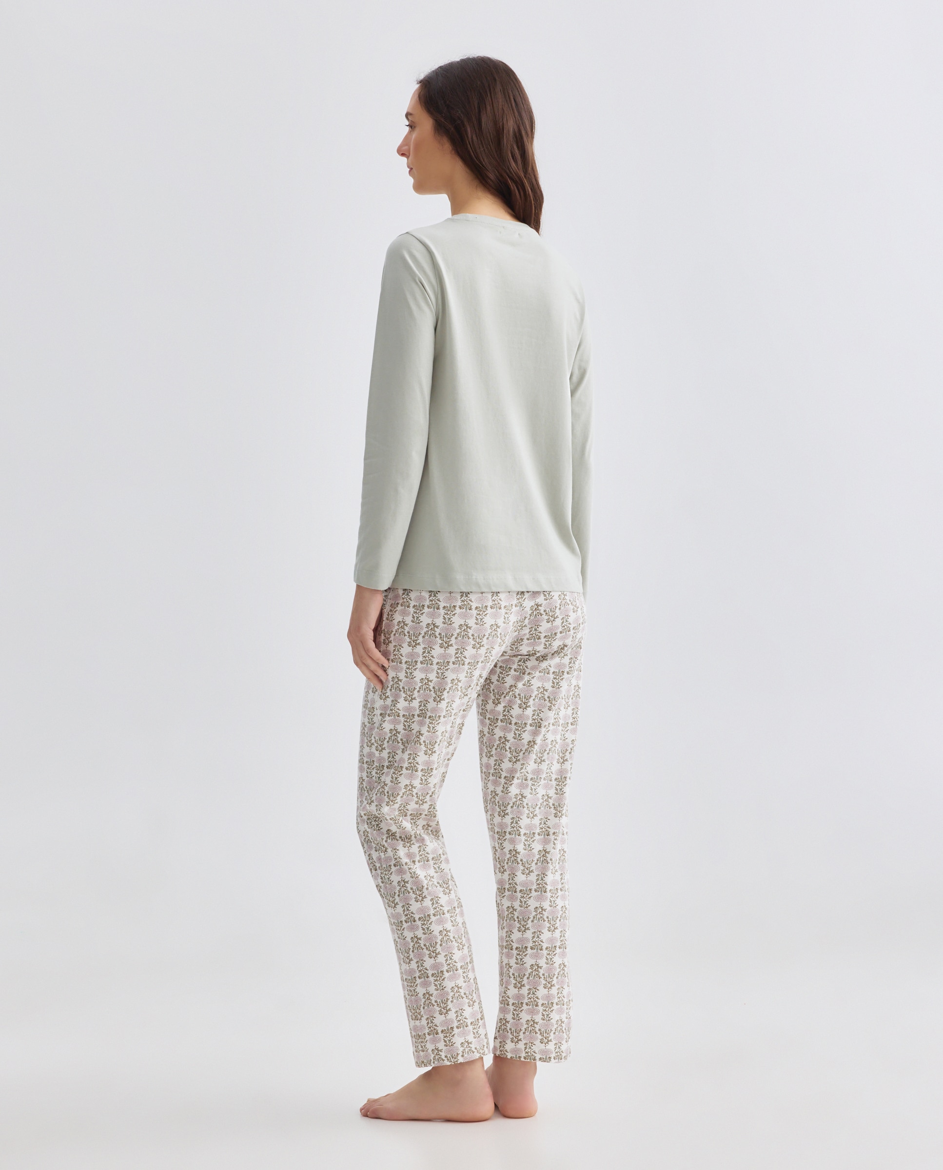 Pijama mujer algodón estampado 582 Verde agua-2