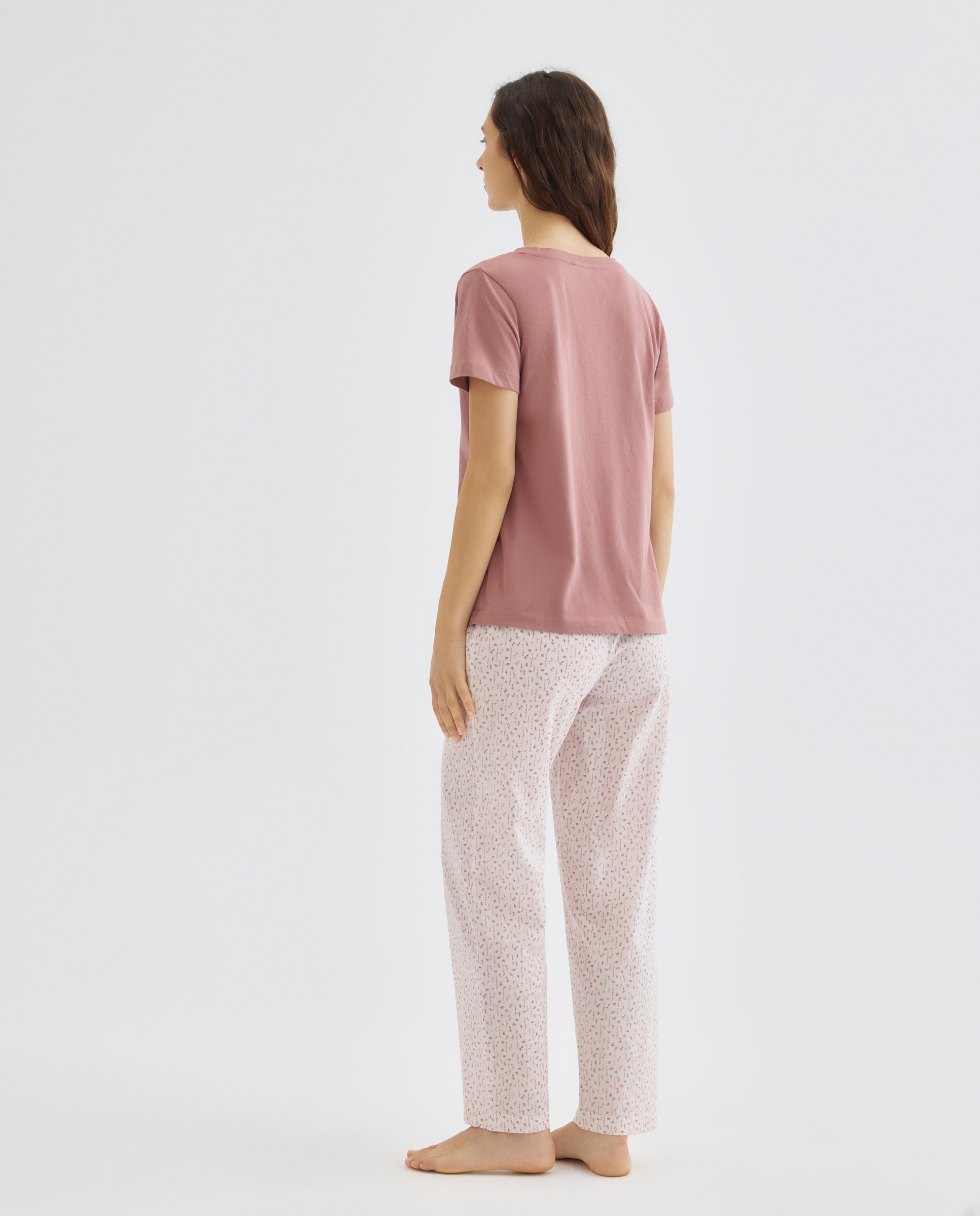 Pijama mujer algodón estampado 220 Rosa palo-2