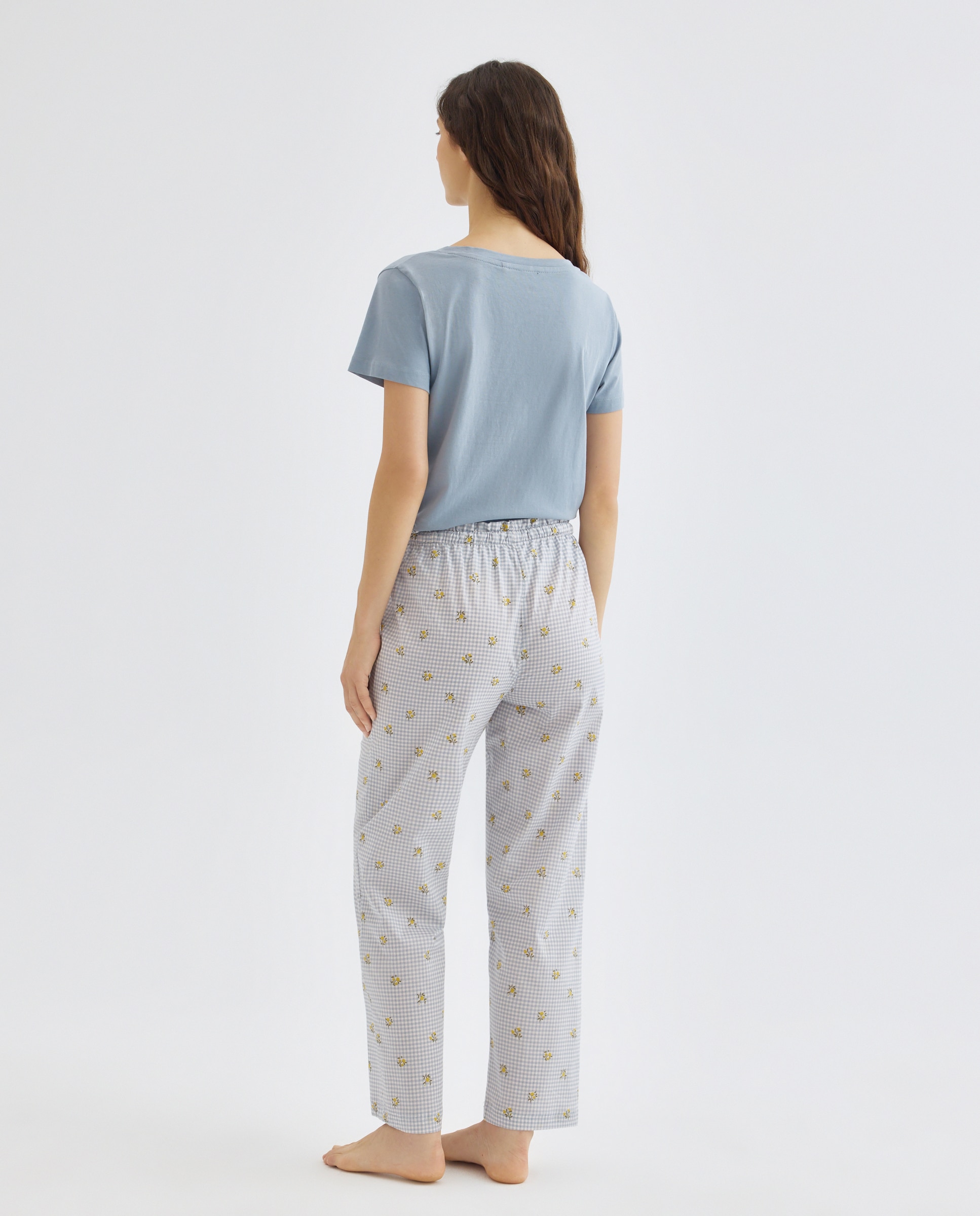 Pijama mujer algodón estampado 410 Azul claro-2