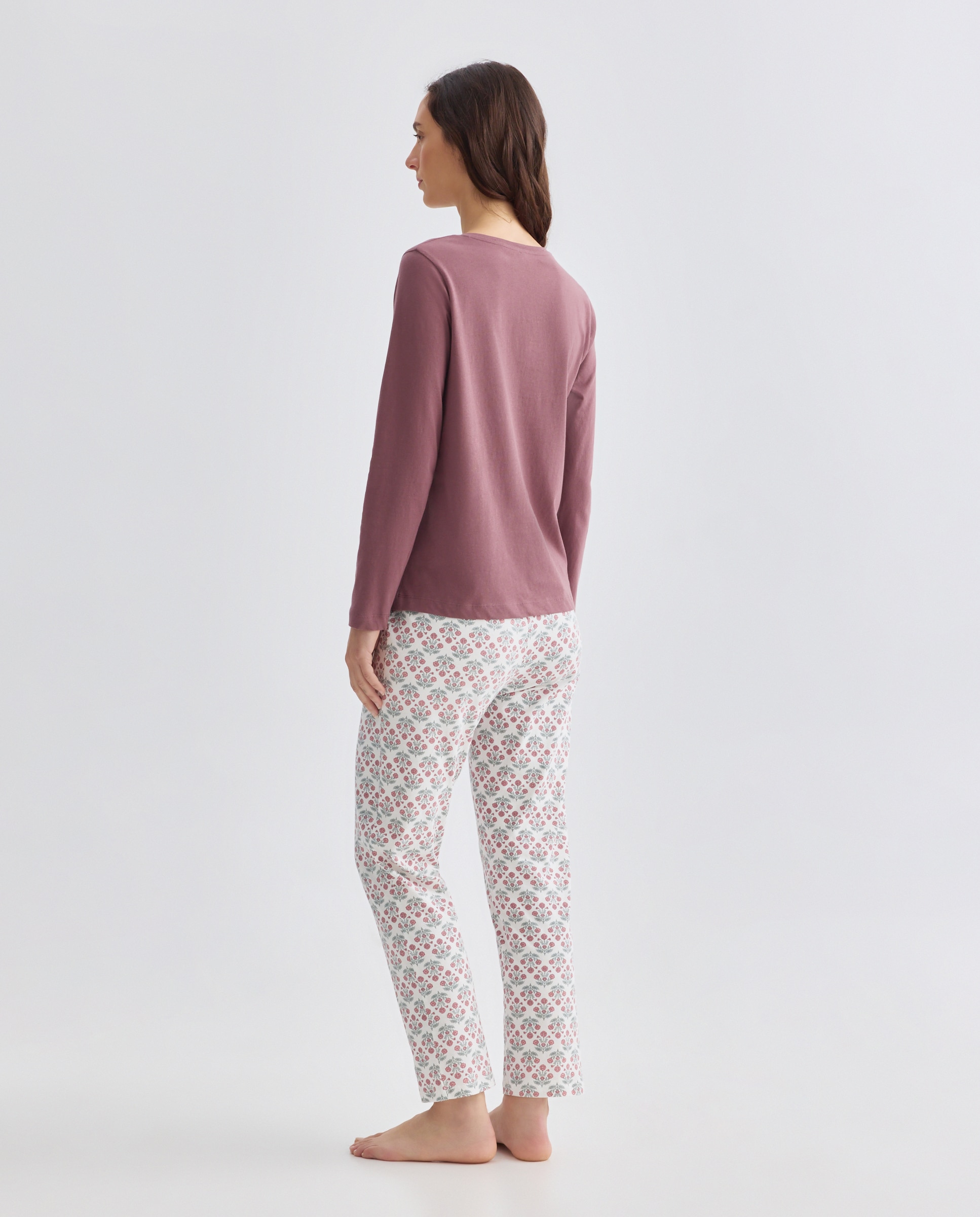 Pijama mujer algodón estampado 282 Malva-2