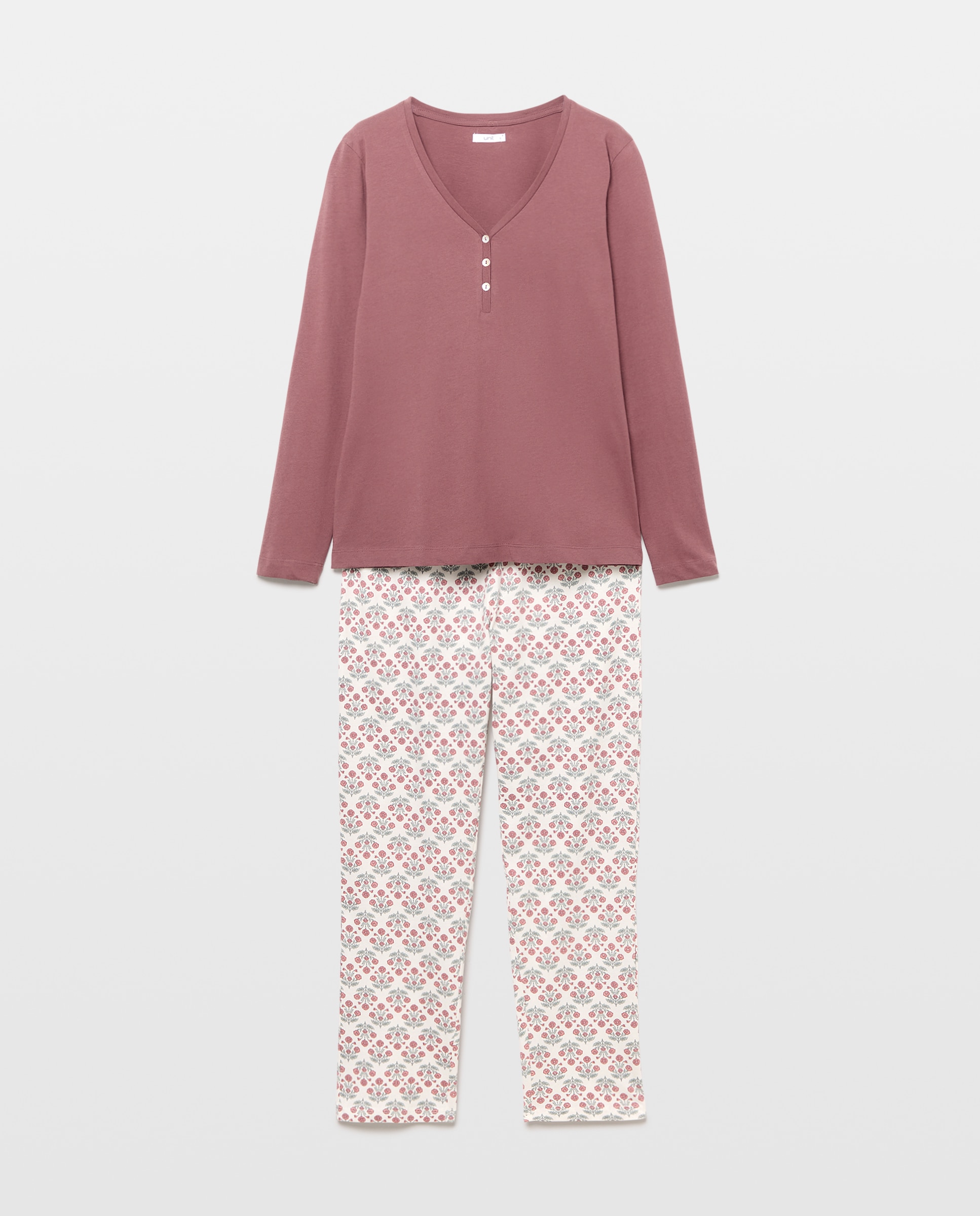 Pijama mujer algodón estampado 282 Malva-3